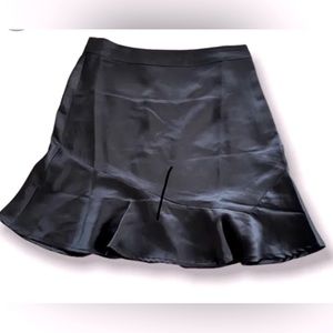Sincerely Jules satin black mini skirt with ruffled hem
